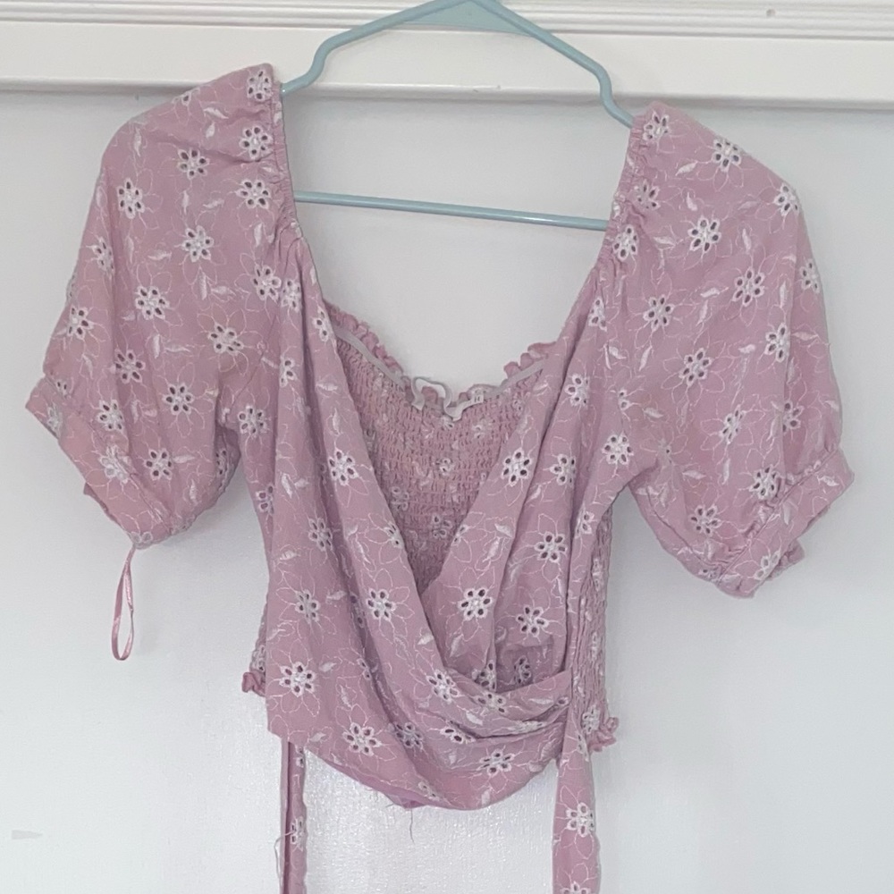 embroidered wrapped blouse